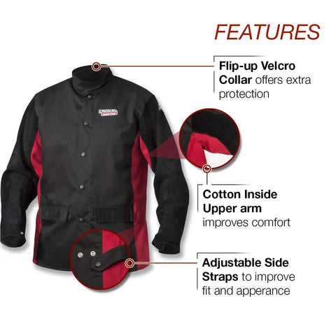 Split Leather Sleeved Welding Jacket With Flame Resistant Cotton Body Built Tough Cowhide Sleeves For Max Protection XXXL