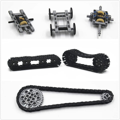 1533 Piece Technical Parts Building Block Set with gears, cross axles, wheels, connectors, and chain links displayed