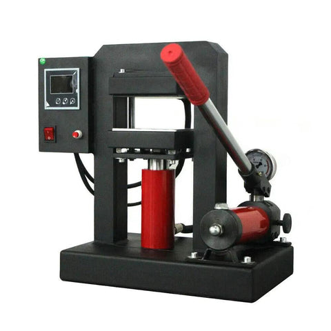 Heavy Duty 14000 PSI Hydraulic Heat Press Machine 110V With 5x5 Inch Swing Arm Digital LCD Display Timer And Temperature Controller Dual Insulated Aluminum Heating Plates For Even Heat Built Tough For T Shirts Hats And Small Crafts, front view