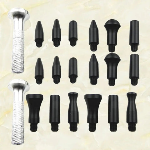 Premium Two Piece Auto Body Dent Repair Kit With Slick Dent Remover Pen And Drop In Heads for easy door ding pulling heads.