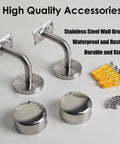 Stainless steel wall brackets and accessories for Non Slip Pvc Outdoor Railing Red Wall Mount Handrail Kit For Stairs Decks Patios Features Rock Solid Grip Safety Support And Super Easy Snap Install Setup.