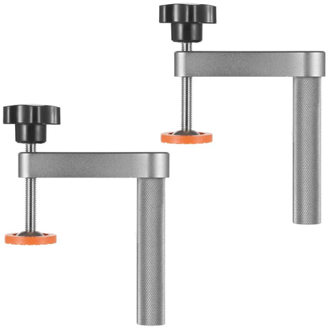 Twofer Pack Aluminum Bench Dog Clamps With Hand Operated Knob Adjustment Non Slip Metal Securing Clamps For Woodworking Projects