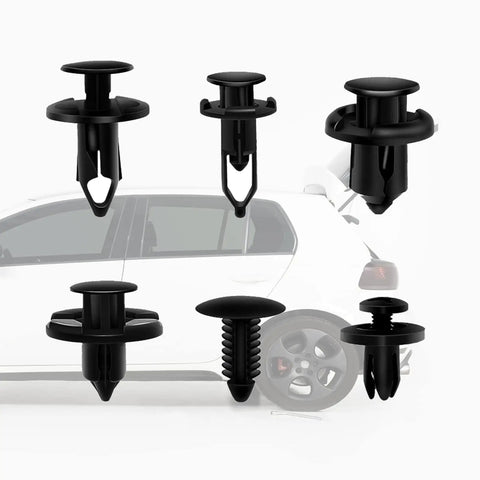 All In One Car Retainer Clips Kit 200 Pieces Plastic Fasteners Set for Auto Body Panels shown with car in background.