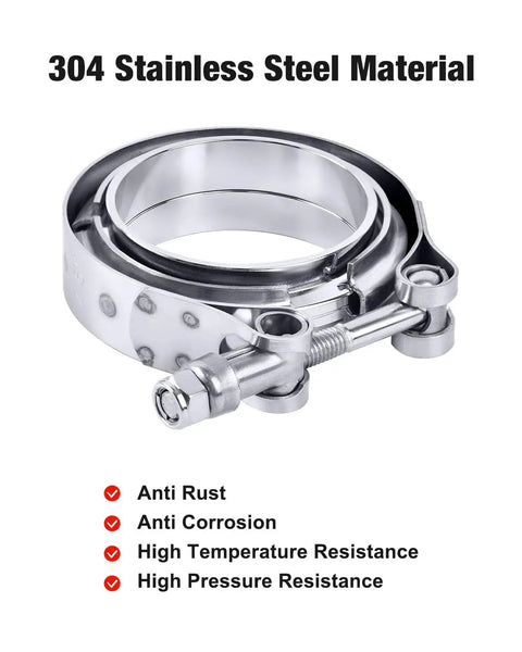 3.0 Inch V Band Clamp With Flanges 304 Stainless Steel Set Of 4 Easy Install And Remove Stable Seal Between Male And Female Flanges Fits 3.0 Inch ID To 3.0 Inch OD Pipe M8 By 1.25 T Bolt