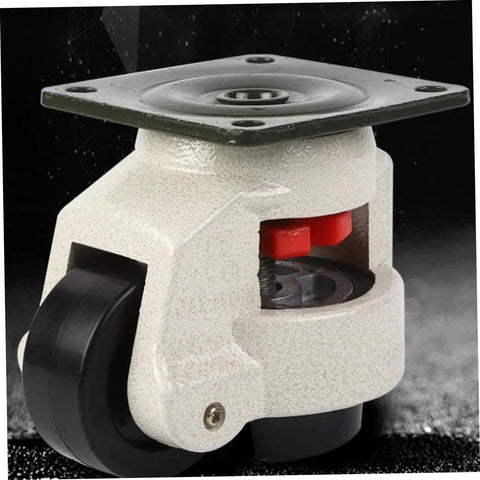 Heavy Hitting Workbench Leveling Casters Four Pack Swivel Transport Wheels with adjustable feet and industrial nylon tires.