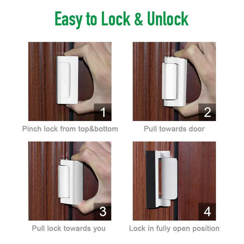 Front Door Security Reinforcement Lock with 800 lbs strength, tamper-resistant flip lock installation steps on wooden door
