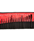 Heavy Duty 19 Piece Punch And Chisel Set With Black Oxide Finish Pro Grade For Metalworking And Automotive Projects in a red and black case