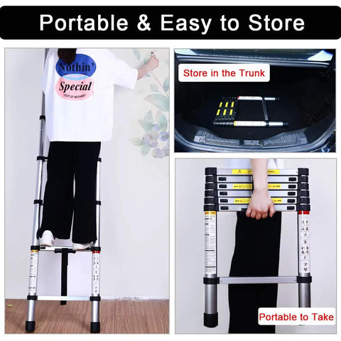 6.6Ft Telescoping Aluminum Ladder, Collapsible and Lightweight, in use for RV and home with compact storable design.