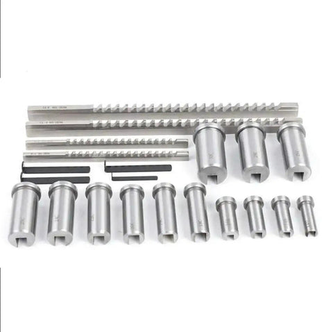 Keyway Broach Set Kit In Fitted Box With 4 Broaches, 13 Collared Bushings, And 5 Gaskets, Metric Size Industrial Tool Essentials
