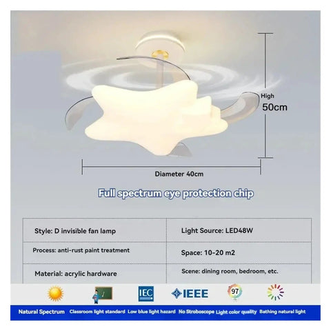 Modern Luxury Chandelier Ceiling Fan Combo With Remote Control For Living Room Nordic Style Lighting Fixture, 40cm diameter, acrylic design.