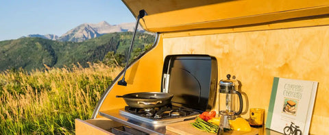 Heavy Duty 30 Inch Gas Strut With Mounting Bracket RV Camper Truck Tonneau Cover snowmobile trailer lid with cooking setup.