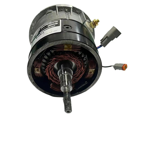 Straight Off Swap Rock Solid Replacement Motor Wheel Drive Assembly For Jlg Scissor Lift 1930es Cableless Motor With Brake 140-33-4012 showing inner wiring and shaft.
