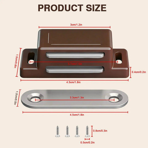 Product dimensions of Heavy Duty 12 Pack Brown Cabinet Magnetic Latch Door Catch For Cupboards Drawers Shutters Keeps Doors Dead Set Shut With Zero Hassle Mount And Slick Closing Action.