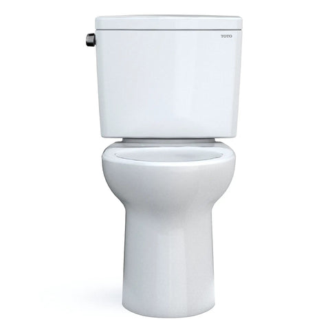 Top Shelf Two Piece Elongated Toilet Featuring Universal Height And 1.6 GPF Tornado Flush System in crisp white finish.