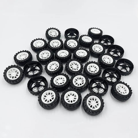 DIY Model Toy Car Wheel Set With 30 Plastic Wheels And 15 Metal Axles, 2mm Diameter Shafts, 31mm Wheels, 11mm Thick, Ideal For RC Cars