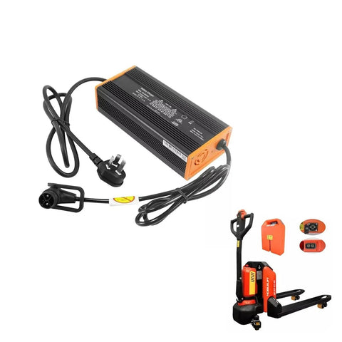 Pro Grade 24V 8A Lithium Battery Charger Compatible With Noblift Edge PTE15N Electric Pallet Jack with power cord and plug