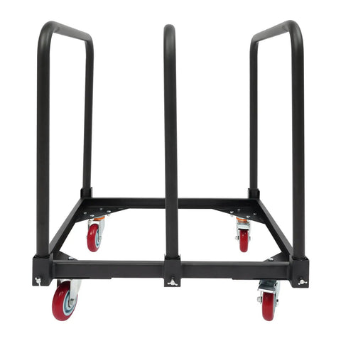 Front view of Heavy Duty 3 Pole Panel Cart With 200 Lbs Capacity Folding Table Truck And Locking Swivel Wheels.