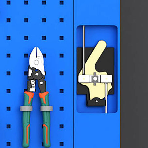 Heavy Duty Steel Tool Cabinet with Lockable Dust Sealed Doors Reinforced Shelves Garage Shop, displaying pliers on pegboard.