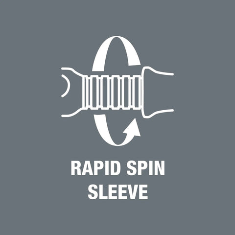 Diagram of rapid spin sleeve feature on Zyklop 8796 SB Extension For Three Eighths Inch Square Drive, 125mm Length With Freewheel