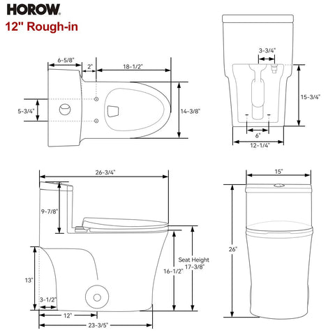 Compact One Piece Elongated Toilet With Dual Flush System And ADA Chair Height Tailored For Cozy Bathrooms Providing Smooth Operation And Quick Wipe Down Ease For Chill Daily Use And Smart Space Optimization dimensions drawing