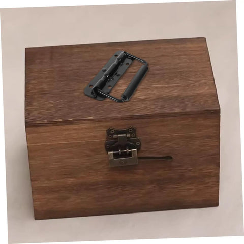 Heavy Duty Stainless Steel Spring Folding Chest Handle For Toolbox Replacement Featuring A Heck Of A Grip And Awesome Quick Setup In Premium Classic Matte Black on wooden chest.