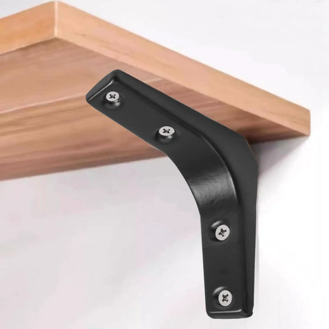 Built Like A Tank Heavy Duty L Brackets 2X2 Inch Black Powder Coated Steel Corner Supports Eight Pack mounted under shelf.