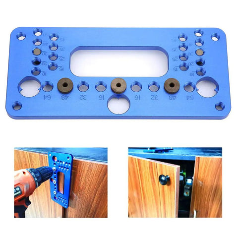 Dead Nuts Accurate Drill Locator Jig And Hole Puncher Built From Tough Aluminum Alloy for cabinet assembly with alignment holes.
