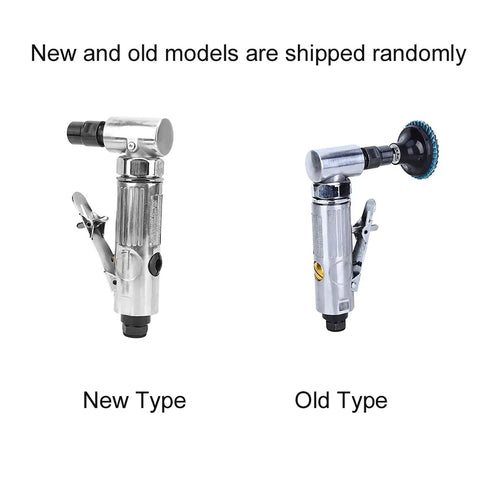 Tough As Nails 90 Degree Pneumatic Die Grinder Cranked Up To 20000 RPM showing new and old models with varying designs.