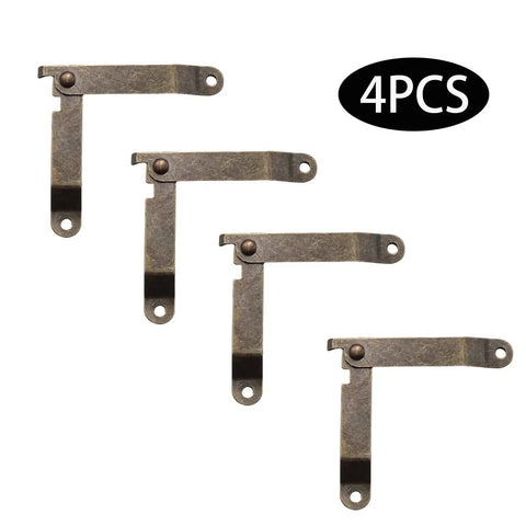 4 Pack Small Antique Brass Folding Lid Support Hinges For Wooden Boxes Jewelry Cases And Chests Includes 8 Mounting Screws