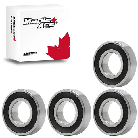 Industrial Grade Heavy Lifter 15X28X7Mm Deep Groove Ball Bearings Four Pack with double rubber seals in chrome steel material.