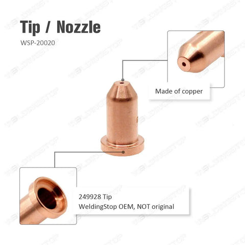 Copper tip nozzle for 40A Tip And Nozzle Set For XT30 XT40 Plasma Torch Replacement Consumables PK40 Includes 40A Nozzle And Electrode Pack