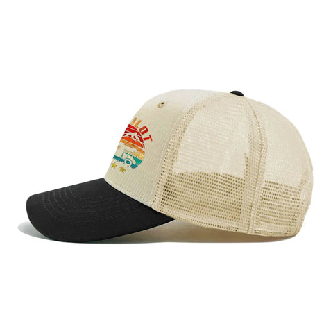 Side view of RV Pilot Vibes Camper Road Trip Trucker Hat For Adventure Lovers Adjustable Back Buckle Cap With Comfortable Fit