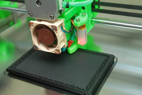 Solid Aluminum Frame Extrusion Kit For Hypercube Evolution 3D Printer with print head and sleek black print bed.