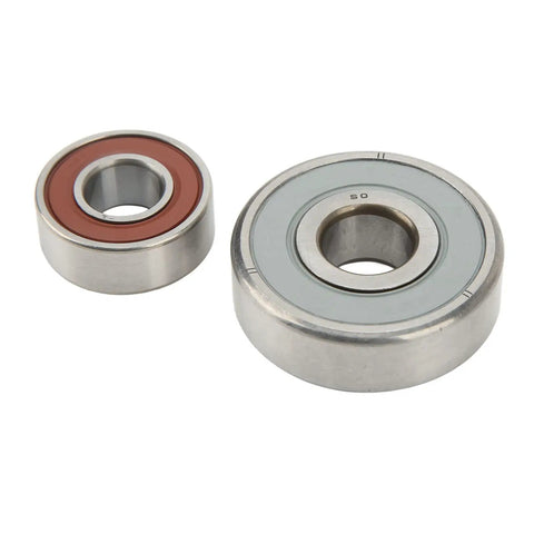 Pro Grade Alternator Bearing Kit With Small And Large Aluminum Alloy Bearings Compatible With Denso Units Oe 949100-5010 showing two bearings.