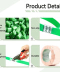 Heavy Duty PET Strapping For Packaging And Bundling High Tensile Green Polyester Strapping Rolls Your Go To Cargo Tie Down For Warehousing And Transport 1200m Reel Tough And Secure, features including material and non-slip details