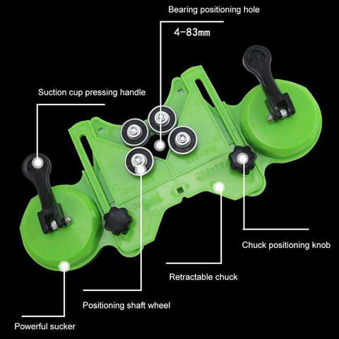 Top Quality 15 Piece Hole Saw Kit With Secure Double Suction Cups For Drilling Ceramic Marble And Glass Safely Without Slipping Using Integrated Steel Bits Plated For Durability Up To 50Mm Size. Double suction cup drill guide for 4-83mm holes