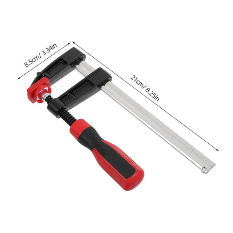 Heavy Duty 2 Inch Throat F Clamp With Solid Iron Bar For Woodworking And Welding Jobs Featuring Smooth One Handed Grip Anti Rust Coating.