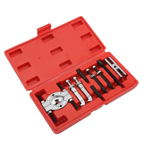 Portable Metal Bearing Puller Set And Wheel Removal Tool With Abs Storage Box Perfect For Mechanics And Amateurs To Remove Stubborn Bearings Fast As Hell Keeps Your Rig Neat While Maintaining High Grade For Future Use During Any Rig Jobs As You See. red ABS case with metal bearing puller tool set and cross beam