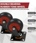 Double bearing rubber tone wheels on Heavy Duty Platform Cart Workhorse With 1000 Lb Capacity 36 By 24 Inch Foldable Hand Truck Dolly