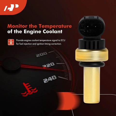 Front view: Engine coolant temperature sensor, A-Premium, 2-pin, yellow housing with black connector