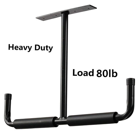 Overhead Garage Storage Hooks Rack Ceiling Mounted Heavy Duty Utility Hooks Ladder Hangers For Pipe Lumber Fishing Rod Ski Board 4 Pack Black Beefy Sturdy Premium Tubular Steel Construction For Maximum Load Holds Up To 80 Pounds