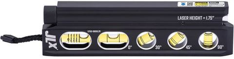 Side view of 8 Inch Magnetic Billet Torpedo Laser Level With GreenBrite Technology, showcasing degree markings and laser height.