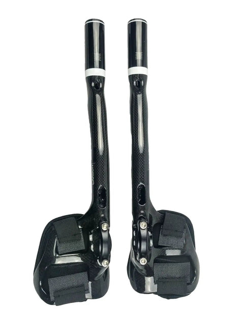 Carbon TT Handlebar Aero Bars for Mountain and Road Bike 31.8mm Gloss White, lightweight construction visible from top view.