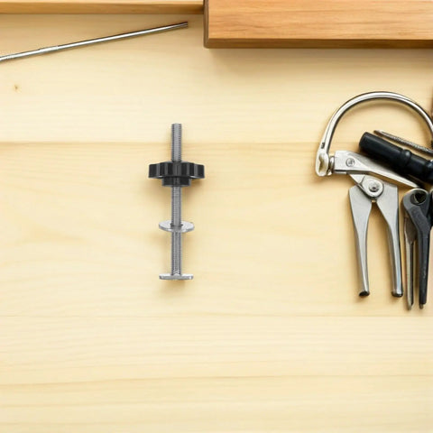 Four Star Shaped T Track Knob with Stainless Bolts and Washers, Ergonomic Grippy Hand Knob for Woodworking Fixtures on a wooden surface