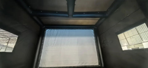 Interior view of Spacious Portable Inflatable Golf Simulator Enclosure Matte Black For Indoor And Outdoor Practice Built For Serious Golfers