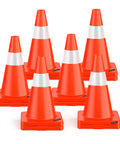12 Pack 18 Inch Traffic Safety Cones With Reflective Collars, Durable PVC Construction, Orange Cones For Home Driveway And Road Parking