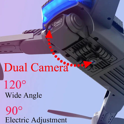 Close-up of dual camera on 360 Degree Obstacle Avoidance GPS Drone With 4K Camera For Grownups, showing wide angle and electric adjustment.