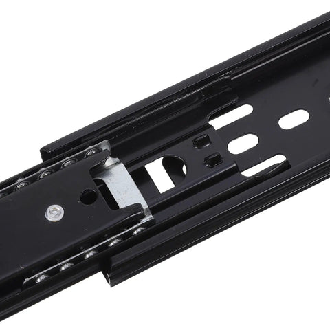 Heavy Duty Telescoping Drawer Rails With Ball Bearing Two Pack 4 Inch Replacement Drawer Slides close-up, black steel slide
