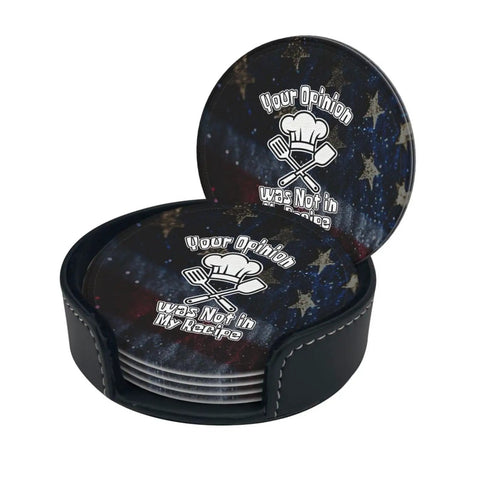 Leather Coasters Set Six Pieces With Holder For Home Bar Office Weddings And Parties Premium Microfiber PU Leather Drink Coaster Set
