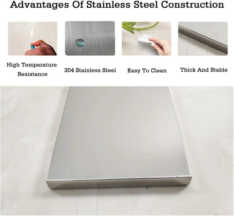 Foldable Stainless Steel Wall Mount Storage Shelf And Fold Down Table advantages: heat resistance, easy cleaning, stability.